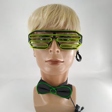 Load image into Gallery viewer, Glowing Neon Light Bow Tie And Shutters Glasses Costume Accessories Luminous EL Wire Sunglasses For Halloween Christmas Party