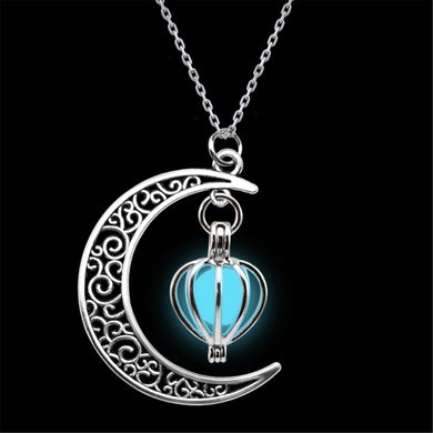 Glowing in Dark Silver Plated Chain Moon Necklaces & Pendants Statement Necklace Women Necklace Choker Luminous Jewelry 2017