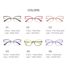 Load image into Gallery viewer, Gmei Design Blue Light Blocking Women&#39;s Cat Eye Metal Glasses Frame Female Anti Radiation Protection Eyeglasses Frames 3038