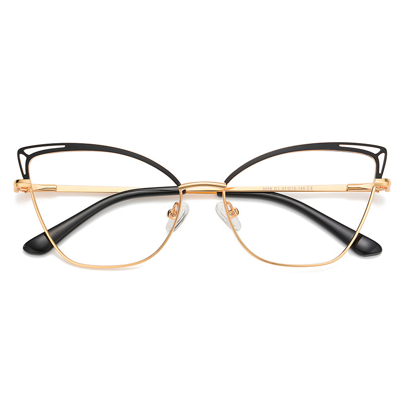 Gmei Design Blue Light Blocking Women's Cat Eye Metal Glasses Frame Female Anti Radiation Protection Eyeglasses Frames 3038