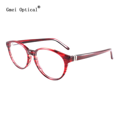 Gmei Optical Burgundy Acetate Full-Rim Prescription Eyeglasses Frames Spectacle for Women's Eyewear With Spring Hinges T8062
