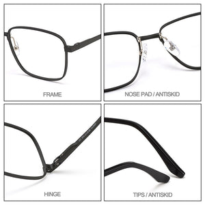 Gmei Optical Business Men Aluminum Magnesium Glasses Frame With Spring Hinges Brand Designer Square Spectacles Frames GF9010