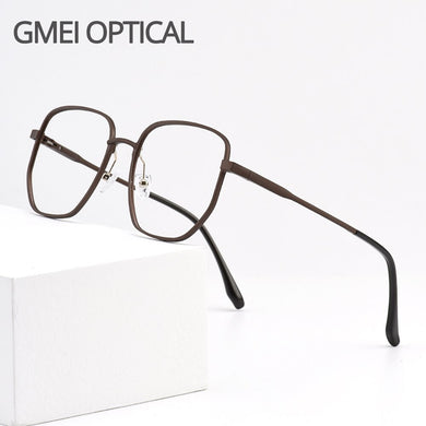 Gmei Optical Business Men Aluminum Magnesium Square Glasses Frame With Spring Hinges Brand Designer Spectacles Frames GF9008