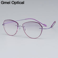 Load image into Gallery viewer, Gmei Optical Classic Ultra-light Purple Titanium Alloy Women Rimless Glasses Frame With Gradient Purple Tint Plano Lenses T80897