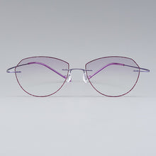 Load image into Gallery viewer, Gmei Optical Classic Ultra-light Purple Titanium Alloy Women Rimless Glasses Frame With Gradient Purple Tint Plano Lenses T80897