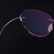 Load image into Gallery viewer, Gmei Optical Classic Ultra-light Purple Titanium Alloy Women Rimless Glasses Frame With Gradient Purple Tint Plano Lenses T80897