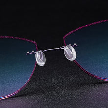 Load image into Gallery viewer, Gmei Optical Classic Ultra-light Purple Titanium Alloy Women Rimless Glasses Frame With Gradient Purple Tint Plano Lenses T80897