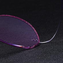 Load image into Gallery viewer, Gmei Optical Classic Ultra-light Purple Titanium Alloy Women Rimless Glasses Frame With Gradient Purple Tint Plano Lenses T80897