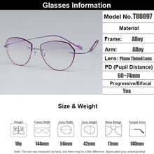 Load image into Gallery viewer, Gmei Optical Classic Ultra-light Purple Titanium Alloy Women Rimless Glasses Frame With Gradient Purple Tint Plano Lenses T80897