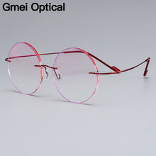 Load image into Gallery viewer, Gmei Optical Classic Ultra-light Red Titanium Alloy Women&#39;s Rimless Glasses Frame With Gradient Pink Tint Plano Lenses T80898