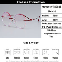 Load image into Gallery viewer, Gmei Optical Classic Ultra-light Red Titanium Alloy Women&#39;s Rimless Glasses Frame With Gradient Pink Tint Plano Lenses T80898