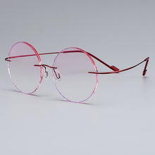 Load image into Gallery viewer, Gmei Optical Classic Ultra-light Red Titanium Alloy Women&#39;s Rimless Glasses Frame With Gradient Pink Tint Plano Lenses T80898