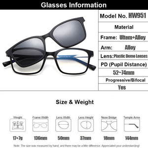 Gmei Optical Classic Women Square Ultem Glasses Frame Ultralight Polarized Clip on Sunglasses Men Myopia Optical Frame HW951