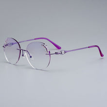 Load image into Gallery viewer, Gmei Optical Delicate Women Purple Rimless Glasses Frame Z2877 With Round Diamond Trimming Cut Gradient Tinted Plano Lenses