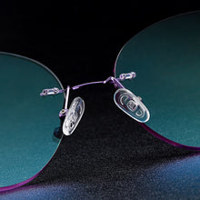 Load image into Gallery viewer, Gmei Optical Delicate Women Purple Rimless Glasses Frame Z2877 With Round Diamond Trimming Cut Gradient Tinted Plano Lenses