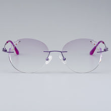 Load image into Gallery viewer, Gmei Optical Delicate Women Purple Rimless Glasses Frame Z2877 With Round Diamond Trimming Cut Gradient Tinted Plano Lenses