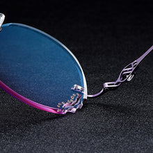 Load image into Gallery viewer, Gmei Optical Delicate Women Purple Rimless Glasses Frame Z2877 With Round Diamond Trimming Cut Gradient Tinted Plano Lenses
