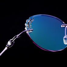 Load image into Gallery viewer, Gmei Optical Delicate Women Purple Rimless Glasses Frame Z2877 With Round Diamond Trimming Cut Gradient Tinted Plano Lenses