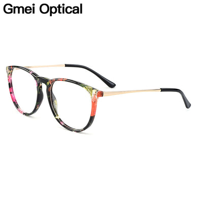 Gmei Optical Floral Round Women Glasses Frames Brand Designer Prescription Eyeglasses Optical Frame Eyewear H8039