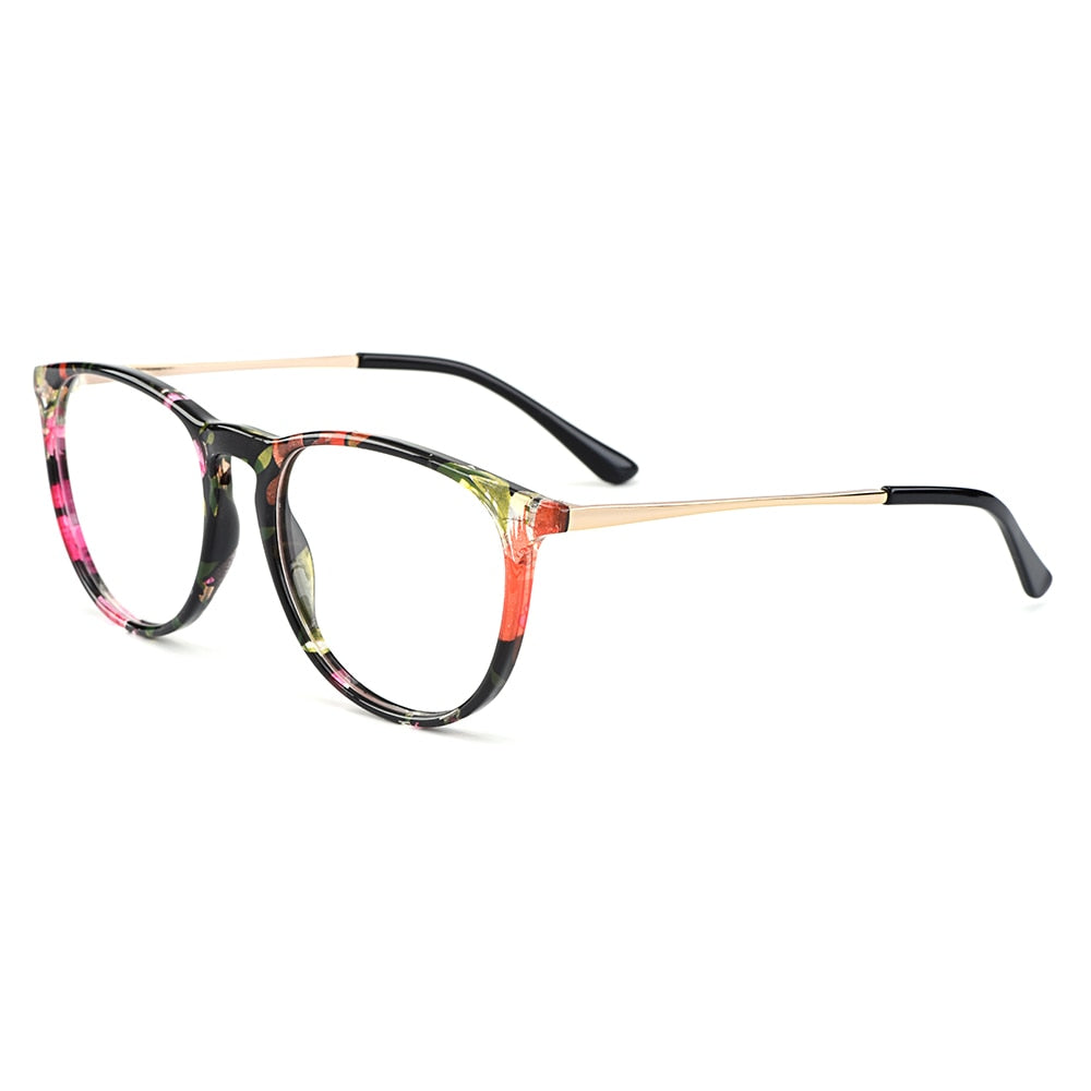 Gmei Optical Floral Round Women Glasses Frames Brand Designer Prescription Eyeglasses Optical Frame Eyewear H8039