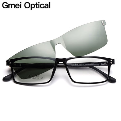Gmei Optical Men Square Ultralight Ultem Glasses Frame Polarized Clip on Sunglasses Women Optical Eyewear S2026