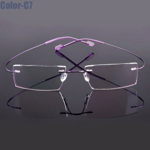 Gmei Optical Rimless Glasses Frame Memory Alloy Eyeglasses Prescription Ultralight Flexible Frames 9 Colors T8089