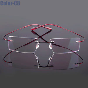 Gmei Optical  Rimless Glasses Frame Memory Alloy Eyeglasses Prescription Ultralight Flexible Frames 9 Colors T8089