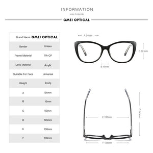 Gmei Optical Women Cat Eye Glasses Frame Transparent Clear Female Myopia Prescription Spectacles Frames 2005