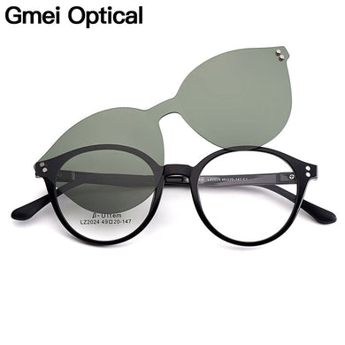 Gmei Optical Women Round Ultralight Ultem Glasses Frame Polarized Clip on Sunglasses Men Optical Eyewear S2024