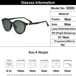 Gmei Optical Women Round Ultralight Ultem Glasses Frame Polarized Clip on Sunglasses Men Optical Eyewear S2024