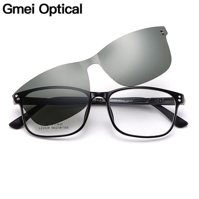 Gmei Optical Women Square Ultralight Ultem Glasses Frame With Polarized Clip on Sunshades Optical Eyewear S2028
