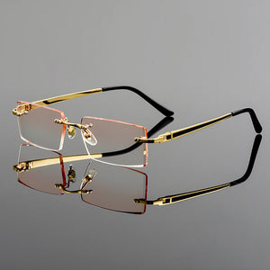 Gmei Optical able Frameless Titanium Alloy Glasses Plain Lenses Diamond Cutting Rimless None Diopters Optical Eyeglasses