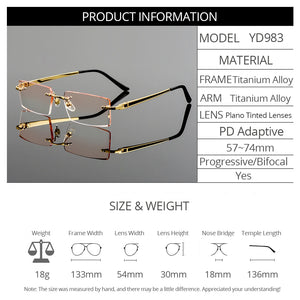 Gmei Optical able Frameless Titanium Alloy Glasses Plain Lenses Diamond Cutting Rimless None Diopters Optical Eyeglasses