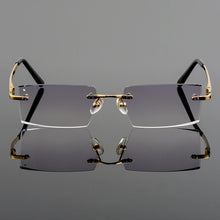 Carica l&#39;immagine nel visualizzatore di Gallery, Gmei Optical Fashionable Frameless Titanium Alloy Glasses Plain Lenses Diamond Cutting Rimless None Diopters Optical Eyeglasses