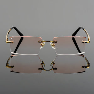 Gmei Optical able Frameless Titanium Alloy Glasses Plain Lenses Diamond Cutting Rimless None Diopters Optical Eyeglasses