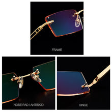 Carica l&#39;immagine nel visualizzatore di Gallery, Gmei Optical Fashionable Frameless Titanium Alloy Glasses Plain Lenses Diamond Cutting Rimless None Diopters Optical Eyeglasses