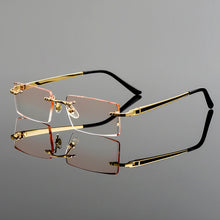 Carica l&#39;immagine nel visualizzatore di Gallery, Gmei Optical Fashionable Frameless Titanium Alloy Glasses Plain Lenses Diamond Cutting Rimless None Diopters Optical Eyeglasses