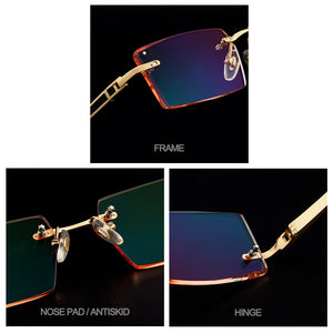 Gmei Optical able Frameless Titanium Alloy Glasses Plain Lenses Diamond Cutting Rimless None Diopters Optical Eyeglasses