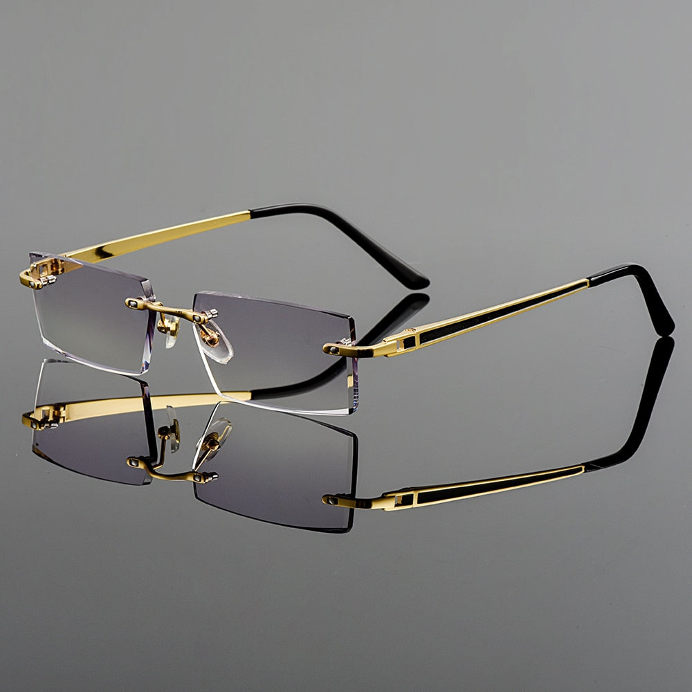 Gmei Optical Fashionable Frameless Titanium Alloy Glasses Plain Lenses Diamond Cutting Rimless None Diopters Optical Eyeglasses
