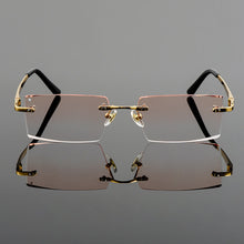 Carica l&#39;immagine nel visualizzatore di Gallery, Gmei Optical Fashionable Frameless Titanium Alloy Glasses Plain Lenses Diamond Cutting Rimless None Diopters Optical Eyeglasses