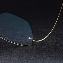 Load image into Gallery viewer, Gmei Optical Golden Titanium Alloy Men&#39;s Rimless Glasses Frame With Gradient Grey Tint Plano Lenses And Black Border Q90010