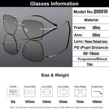 Load image into Gallery viewer, Gmei Optical Golden Titanium Alloy Men&#39;s Rimless Glasses Frame With Gradient Grey Tint Plano Lenses And Black Border Q90010