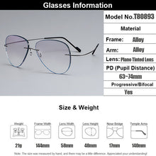 Load image into Gallery viewer, Gmei Optical Grey Titanium Alloy Men&#39;s Rimless Glasses Frame With Gradient Grey Tint Plano Lenses And Blue Border T80893