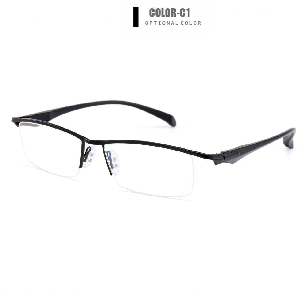 Gmei Optical Men Large Size Titanium Alloy Glasses Frames for Men Eyewear Flexible Legs IP Electroplating Alloy Spectacles Y8011