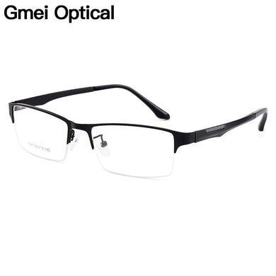 Gmei Optical Men Semi-Rimless Titanium Alloy Glasses Frames for Men Eyewears Flexible Legs IP Electroplating Spectacles Y7047