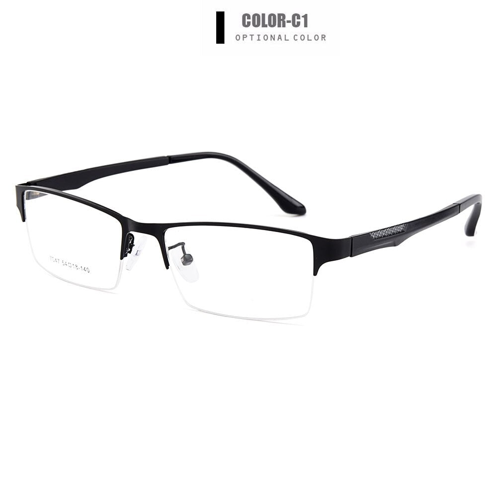 Gmei Optical Men Semi-Rimless Titanium Alloy Glasses Frames for Men Eyewears Flexible Legs IP Electroplating Spectacles Y7047