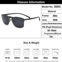 Load image into Gallery viewer, Gmei Optical Men Square Ultralight Titanium Alloy Semi-Rimless Glasses Frame Polarized Clip on Sunglasses S9341