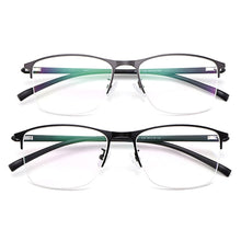 Load image into Gallery viewer, Gmei Optical Men Square Ultralight Titanium Alloy Semi-Rimless Glasses Frame Polarized Clip on Sunglasses S9341