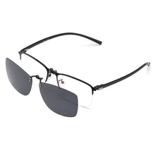 Load image into Gallery viewer, Gmei Optical Men Square Ultralight Titanium Alloy Semi-Rimless Glasses Frame Polarized Clip on Sunglasses S9341
