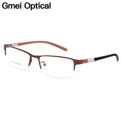 Gmei Optical Men Titanium Alloy Eyeglasses Frame for Men Eyewear Flexible Temples Legs IP Electroplating Alloy Spectacles Y2442
